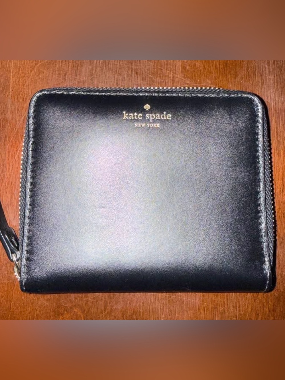 Kate Spade Darci wallet - black leather - ballerina pink interior. new with tags